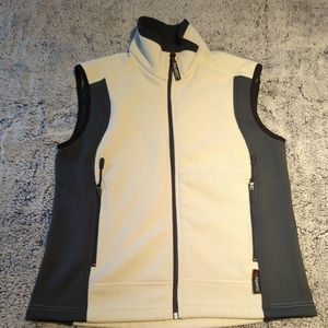 WEST MARINE Polartec Womens Small Fleece Vest  Full Zip Cream/Blue